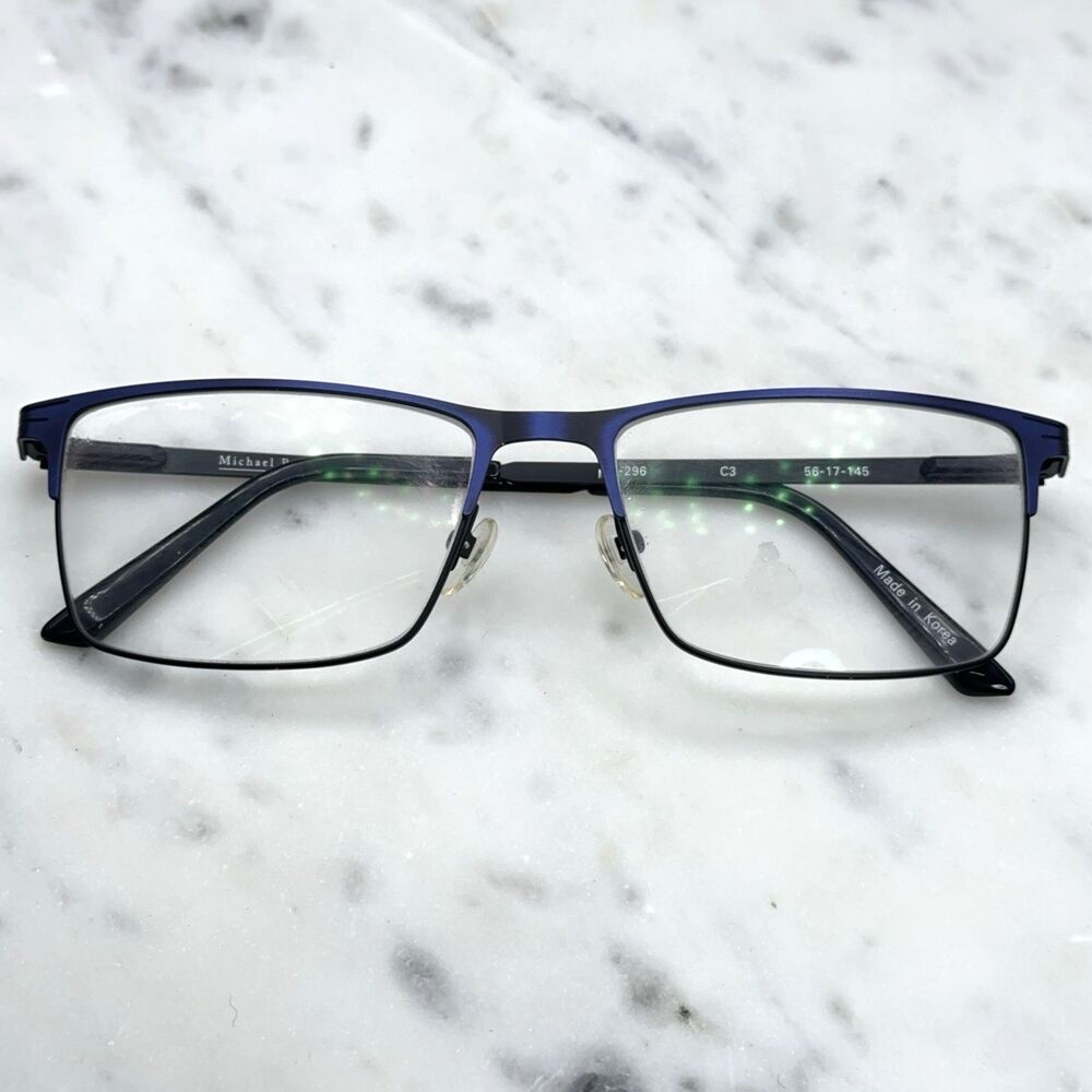 Michael Ryen MR-296 C3 Navy Blue / Black Europa Eyeglasses Frames Only 56-17-145